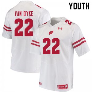 Youth Wisconsin Badgers NCAA #22 Jack Van Dyke White Authentic Under Armour Stitched College Football Jersey HL31Q17NH